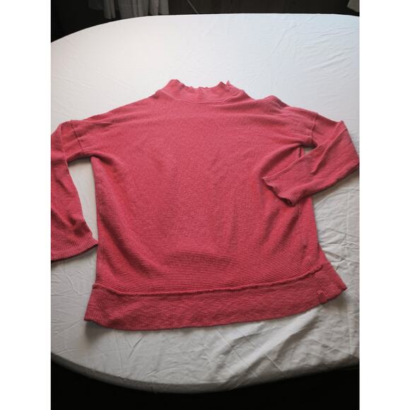 We The Free Tunic Size XS Long Sleeve Mock Neck Pink Thermal Waffle Knit - Picture 1 of 4
